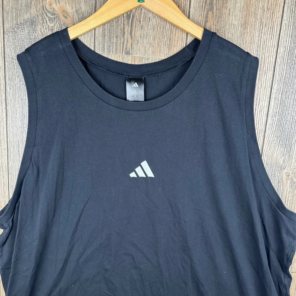 Adidas Mens 3XL Black Sleeveless Training Tank Top JE8986 Logo Gym Shirt